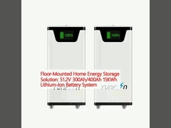 Op de vloer gemonteerde oplossingen voor energieopslag in huis: 51.2V 300Ah/400Ah 15KWh lithium-ion batterij systeem
