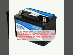 12.8V 108ah 1360CCA oplaadbare Lifepo4 batterij 1382WH met ingebouwde BMS nominale spanning voor auto motor start en stop